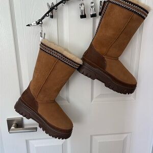 NWT UGG Women’s Chestnut Suede Shearling-Lined Mid-Calf Boots